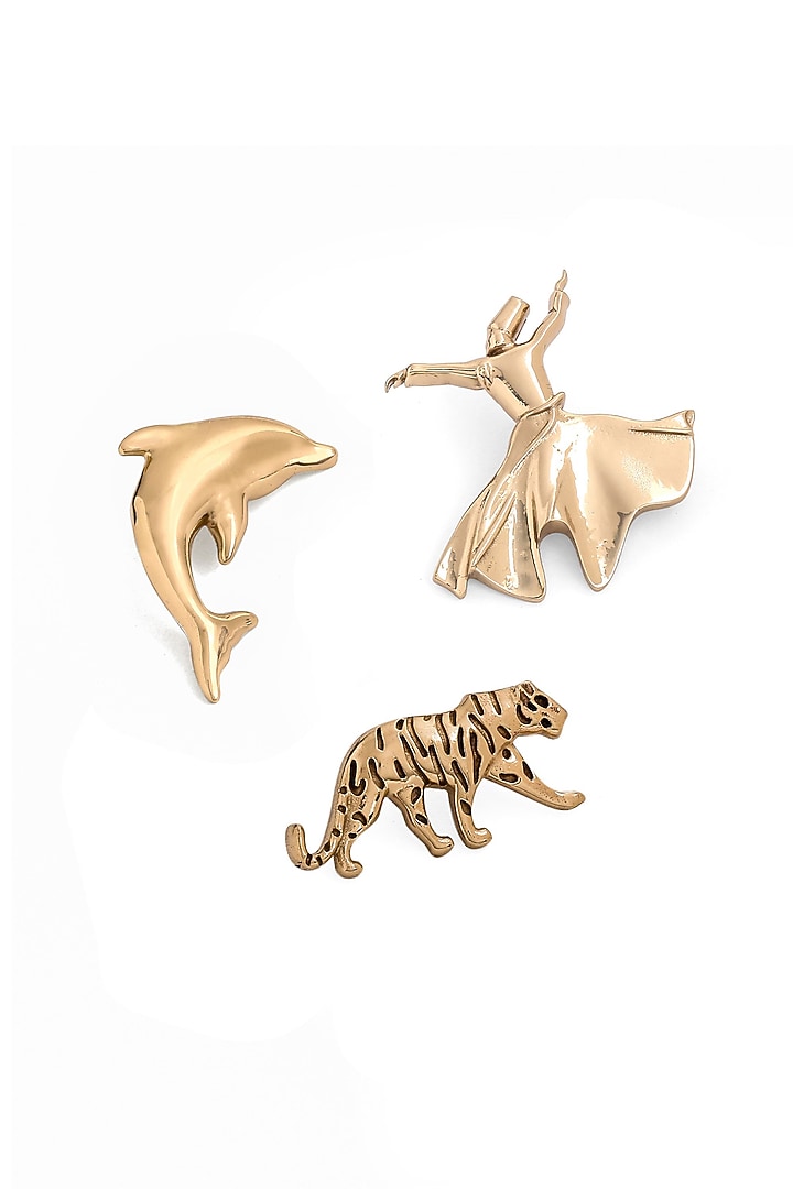 Gold Brass Brooch (Set of 3) by Cosa Nostraa at Pernia's Pop Up Shop