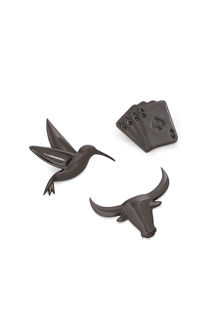 Grey Brass Brooch (Set of 3) by Cosa Nostraa at Pernia's Pop Up Shop