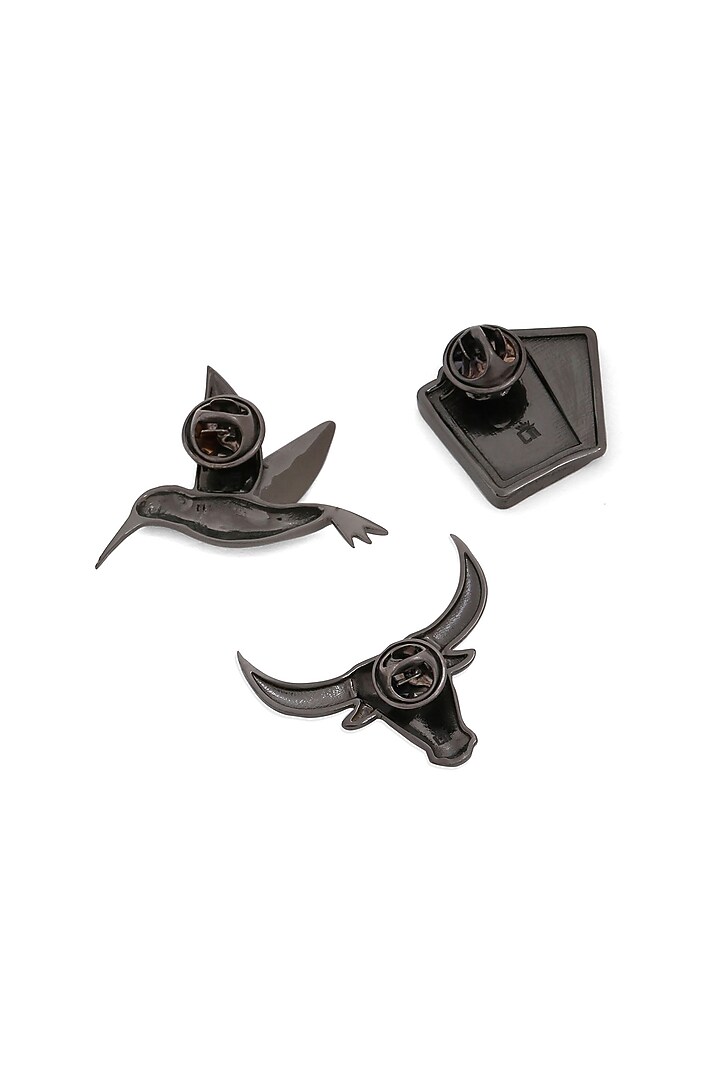 Grey Brass Brooch (Set of 3) by Cosa Nostraa at Pernia's Pop Up Shop