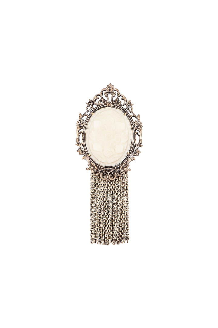 Antique Gold Finish Glass Stone Brooch by Cosa Nostraa