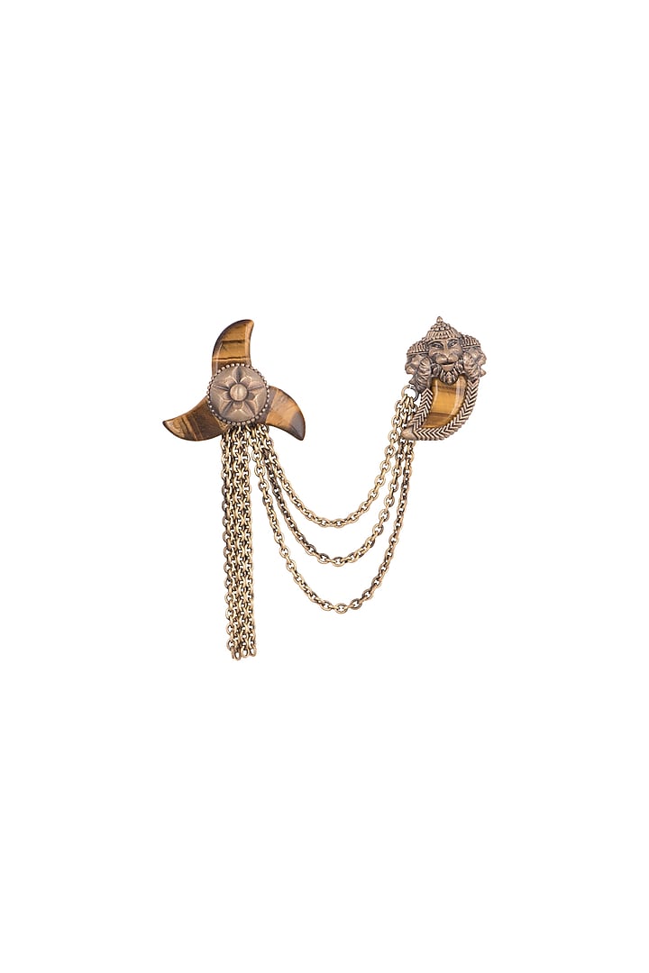 Antique Gold Finish Narasimha Brooch by Cosa Nostraa at Pernia's Pop Up Shop