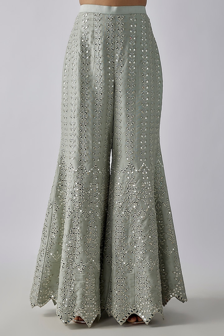 Grey Organza Mirror Embroidered Jacket Set by Chamee and Palak at Pernia's Pop Up Shop