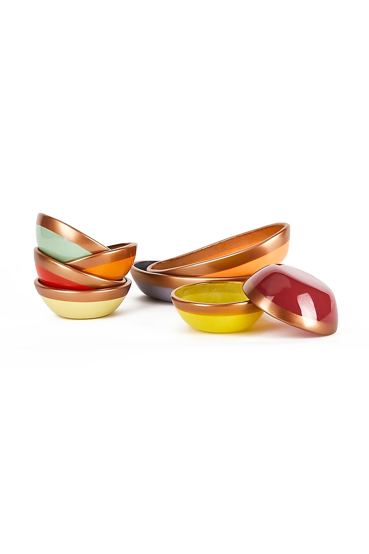 Multi-Colored Glass Handcrafted Bowls (Set of 8) by Coco Bee