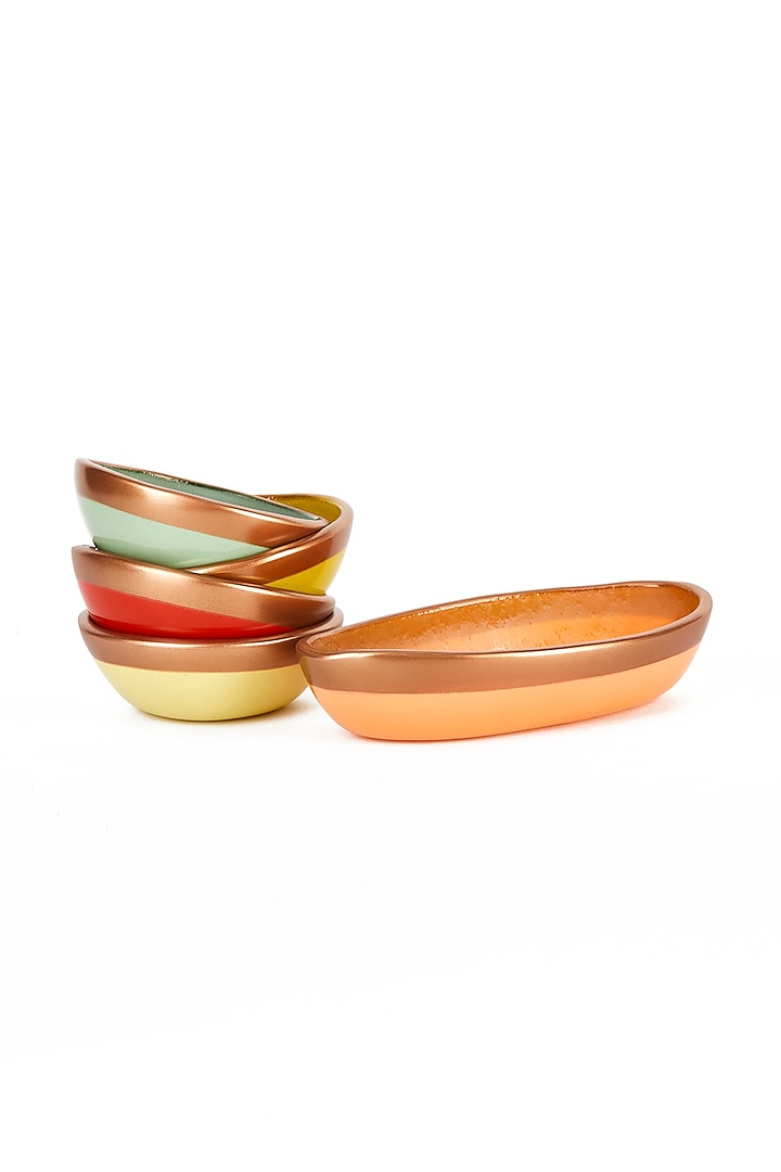 Multi-Colored Glass Handcrafted Bowls (Set of 5) by Coco Bee