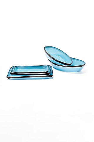 Cobalt Blue Glass Bowls & Platters Set (Set of 5) by Coco Bee