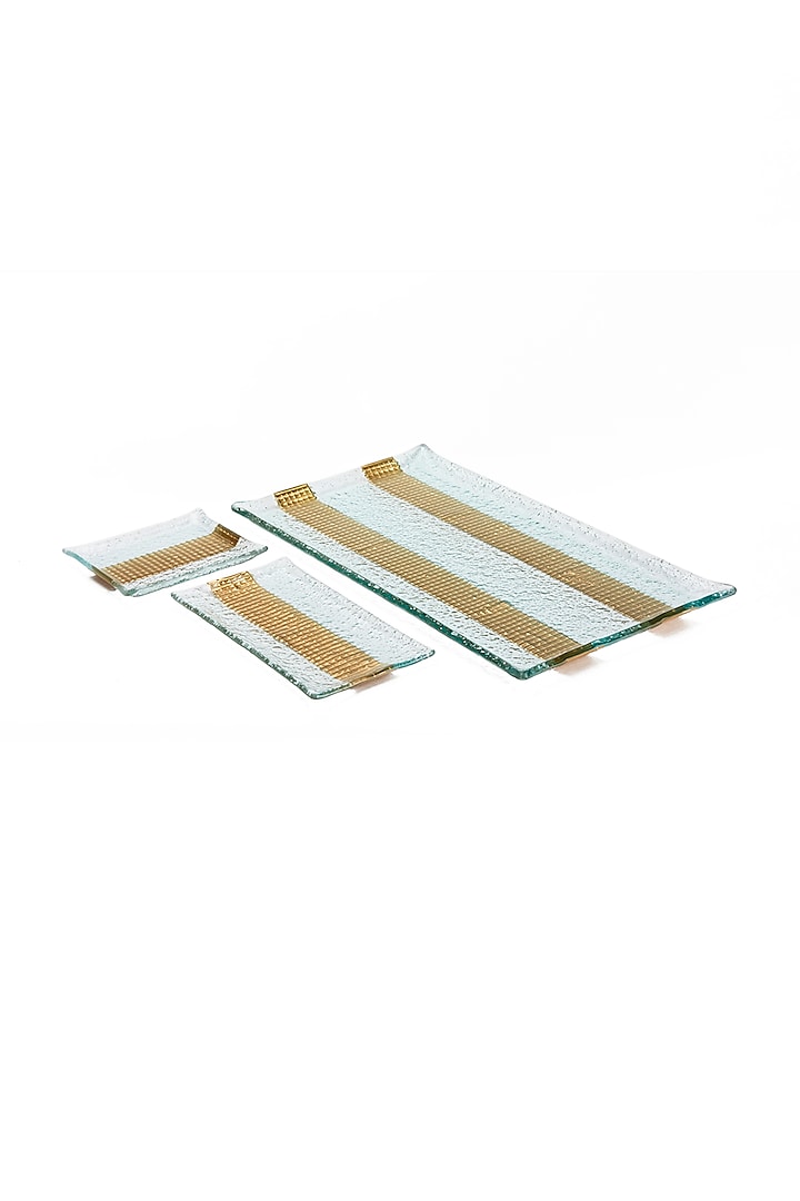 Gold & Transparent Glass Platters (Set of 3) by Coco Bee