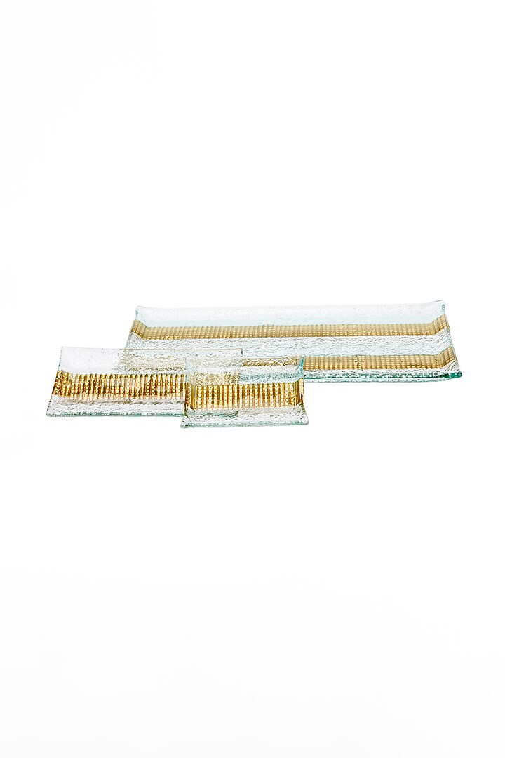 Gold & Transparent Glass Platters (Set of 3) by Coco Bee at Pernia's Pop Up Shop