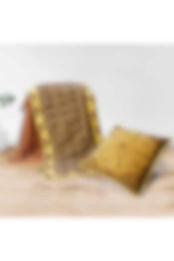 Brown Printed Cushion Cover & Table Runner (Set Of 2) by Coco bee at Pernia's Pop Up Shop