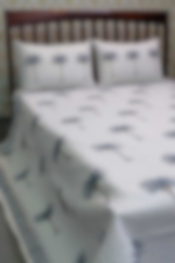 White Cotton Hand Block Printed Quilted Bedspread by Coco Bee at Pernia's Pop Up Shop