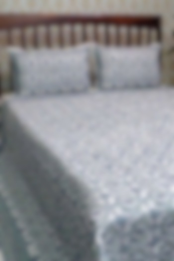 White Cotton Hand Block Printed Quilted Bedspread by Coco Bee at Pernia's Pop Up Shop
