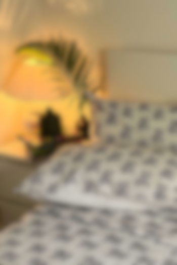 White Cotton Hand Block Printed Quilted Bedspread by Coco Bee at Pernia's Pop Up Shop