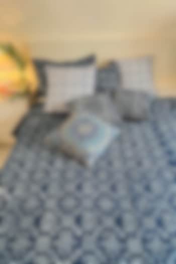 Blue Cotton Hand Block Printed Quilted Bedspread by Coco Bee at Pernia's Pop Up Shop