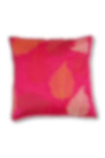 Pink Art Silk Embroidered Cushion by Coco bee