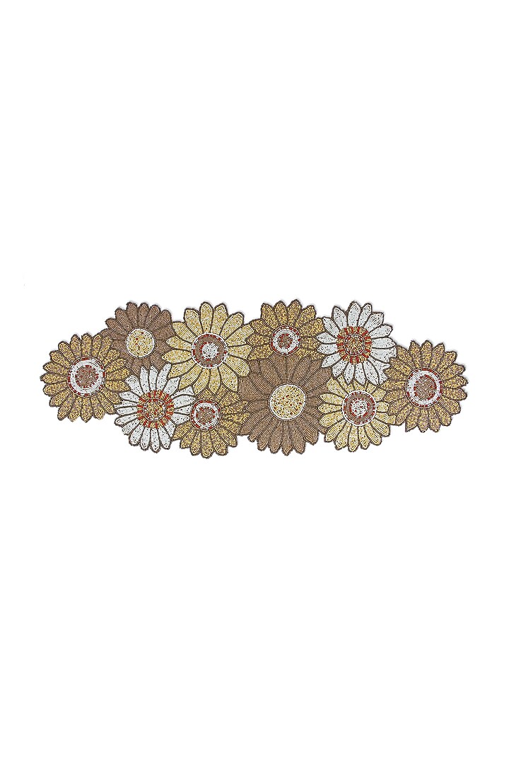 Cream Canvas Handcrafted Beaded Table Runner by Coco bee at Pernia's Pop Up Shop