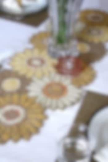 Cream Canvas Handcrafted Beaded Table Runner by Coco bee