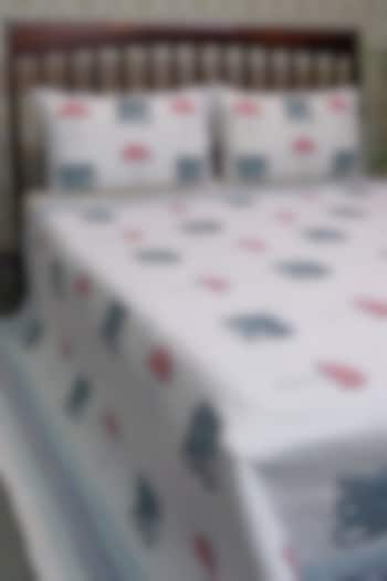 Off-White Hand Block Printed Quilted Bedspread Set (Set of 3) by Coco Bee at Pernia's Pop Up Shop