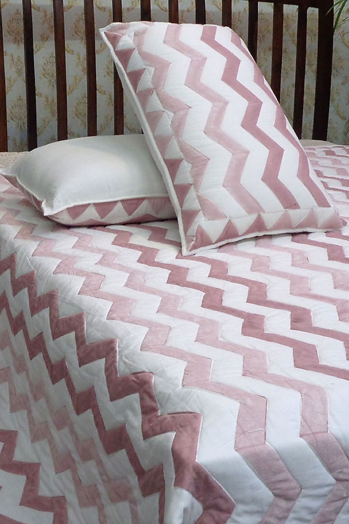 Rust Hand Block Printed Quilted Beadspread Set (Set of 3) by Coco Bee at Pernia's Pop Up Shop