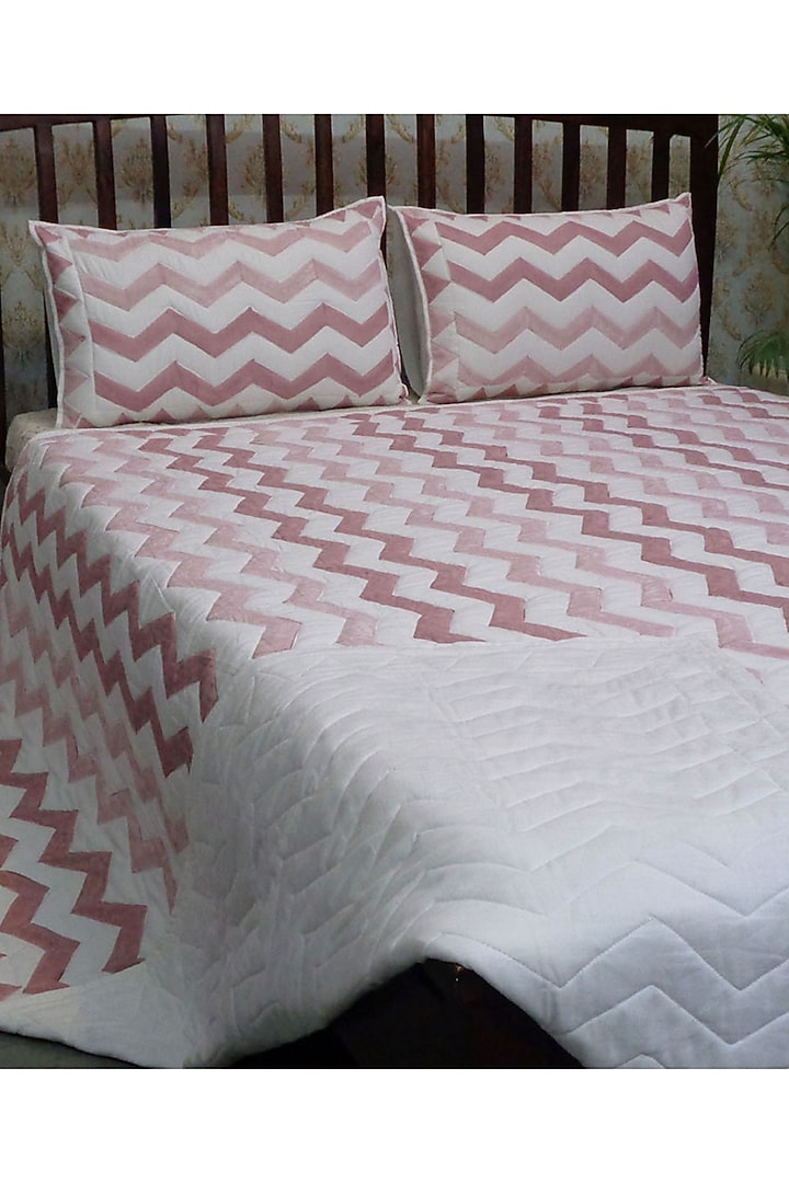 Rust Hand Block Printed Quilted Beadspread Set (Set of 3) by Coco Bee at Pernia's Pop Up Shop