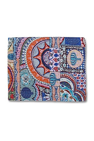 Multi-Colored Cotton Printed Kantha Bedspread by Coco Bee