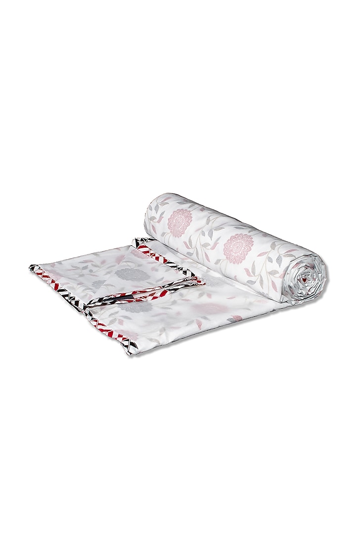 White Mul Cotton Printed & Embroidered Dohar by Coco Bee at Pernia's Pop Up Shop