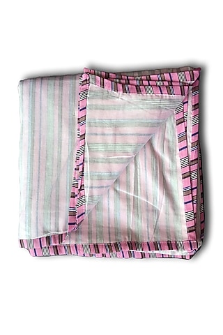 Pink Mul Cotton Printed & Embroidered Dohar by Coco Bee