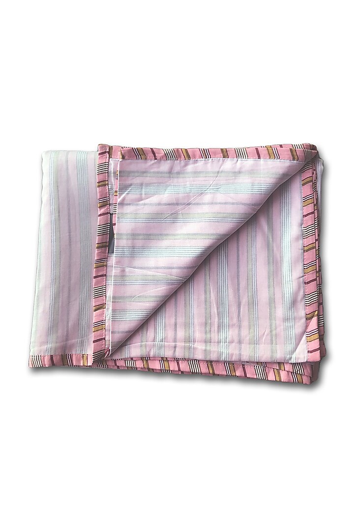 Soft Pink Mul Cotton Printed & Embroidered Dohar by Coco Bee at Pernia's Pop Up Shop