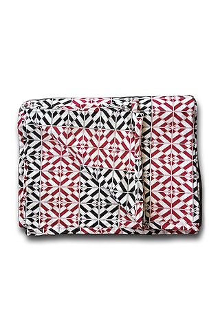 Red & Black Cotton Voile Printed Dohar by Coco Bee