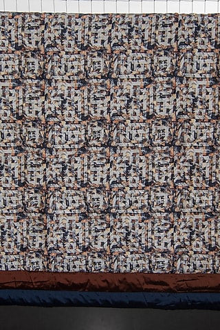 Brown Taffeta Silk Printed Quilt by Coco Bee