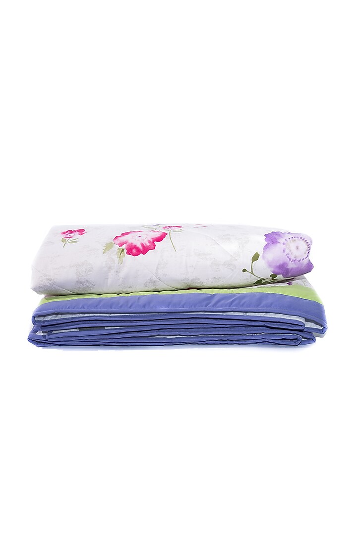 White Cotton Floral Printed Quilt by Coco Bee at Pernia's Pop Up Shop