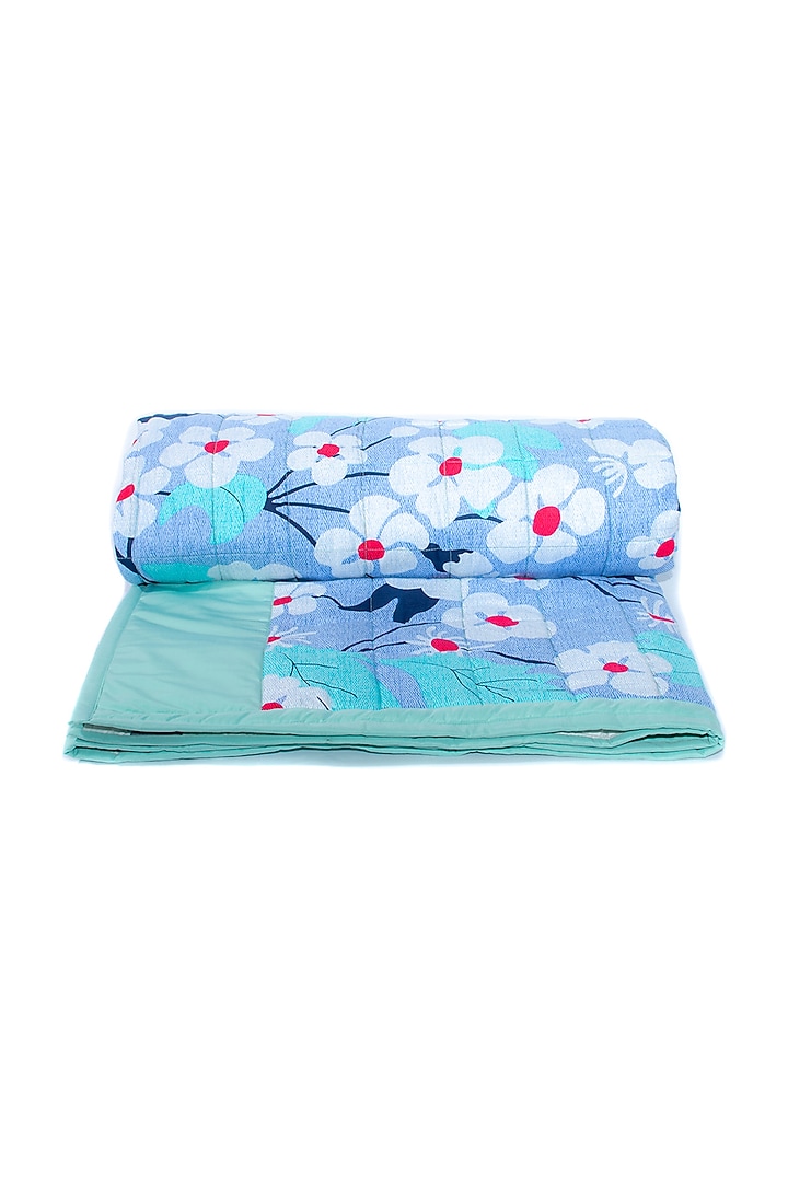 Purple Cotton Floral Printed Quilt by Coco Bee at Pernia's Pop Up Shop