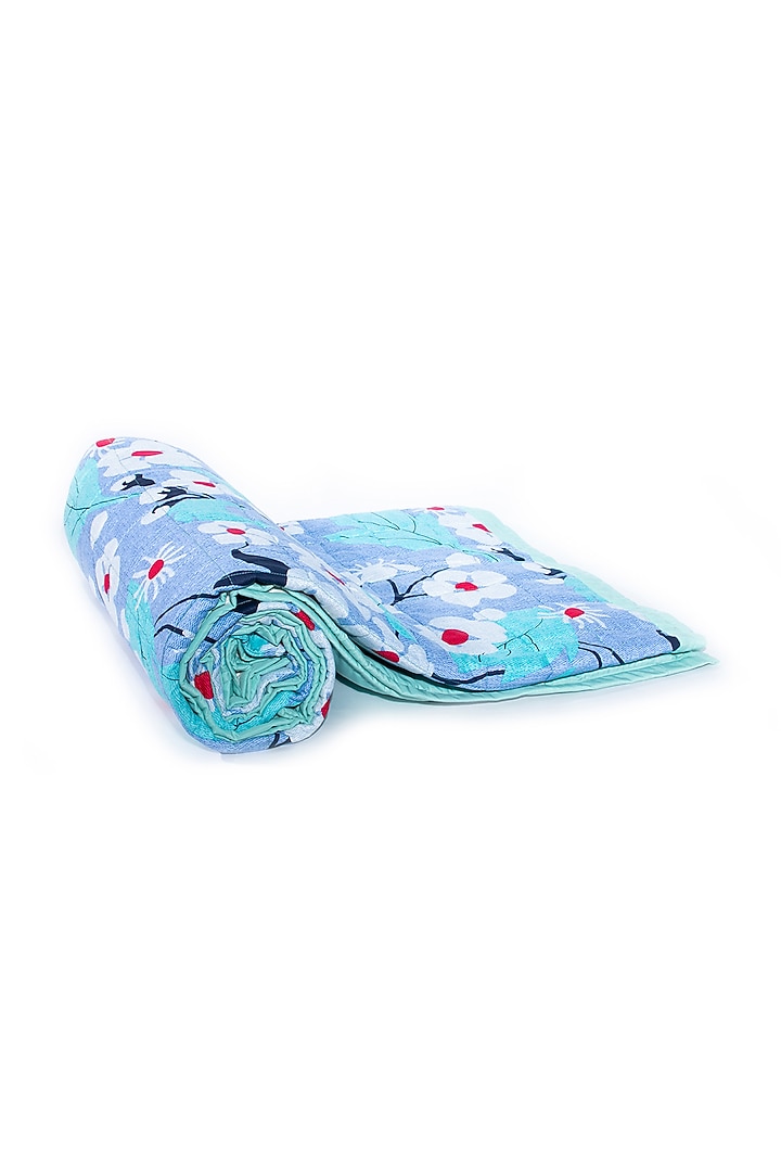 Purple Cotton Floral Printed Quilt by Coco Bee at Pernia's Pop Up Shop