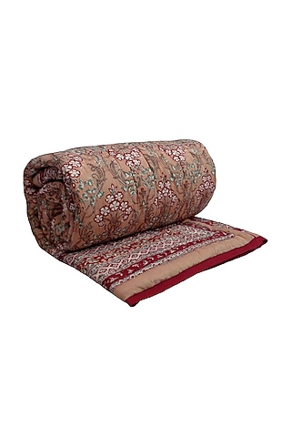 Dusty Red Cotton Printed Quilt by Coco Bee