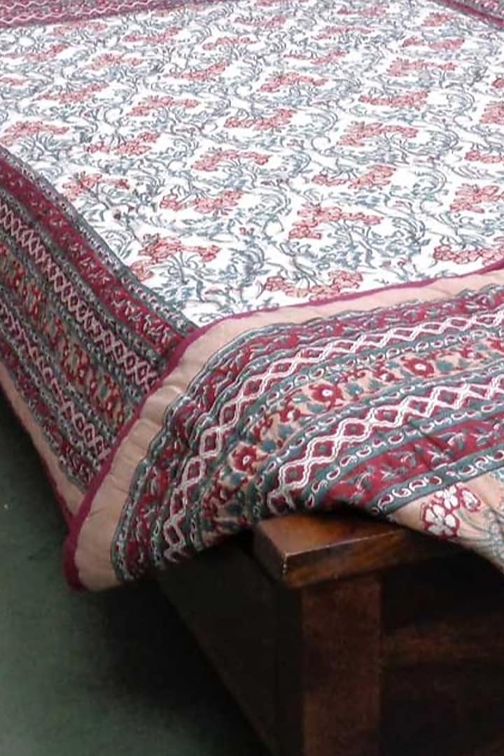 Dusty Red Cotton Printed Quilt by Coco Bee at Pernia's Pop Up Shop