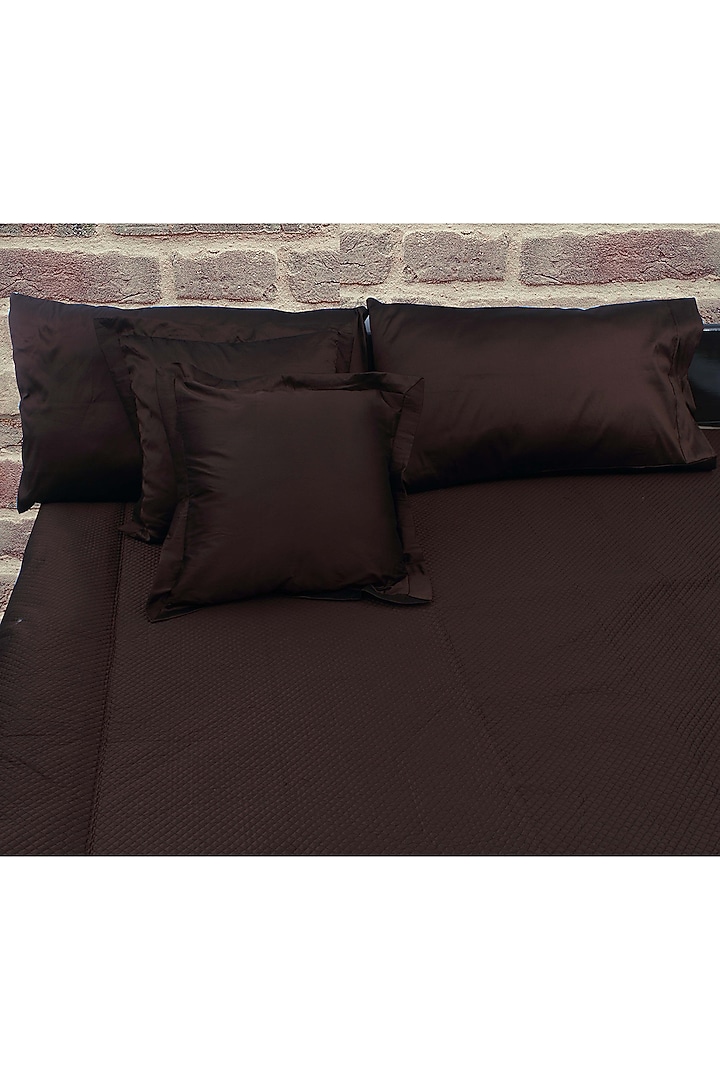 Brown Silk Quilted Bedsheet Set by Coco Bee at Pernia's Pop Up Shop