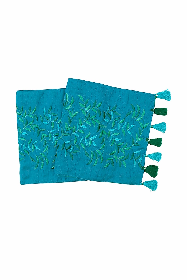 Turquoise Embroidered Table Runner (Set of 5) by Coco Bee