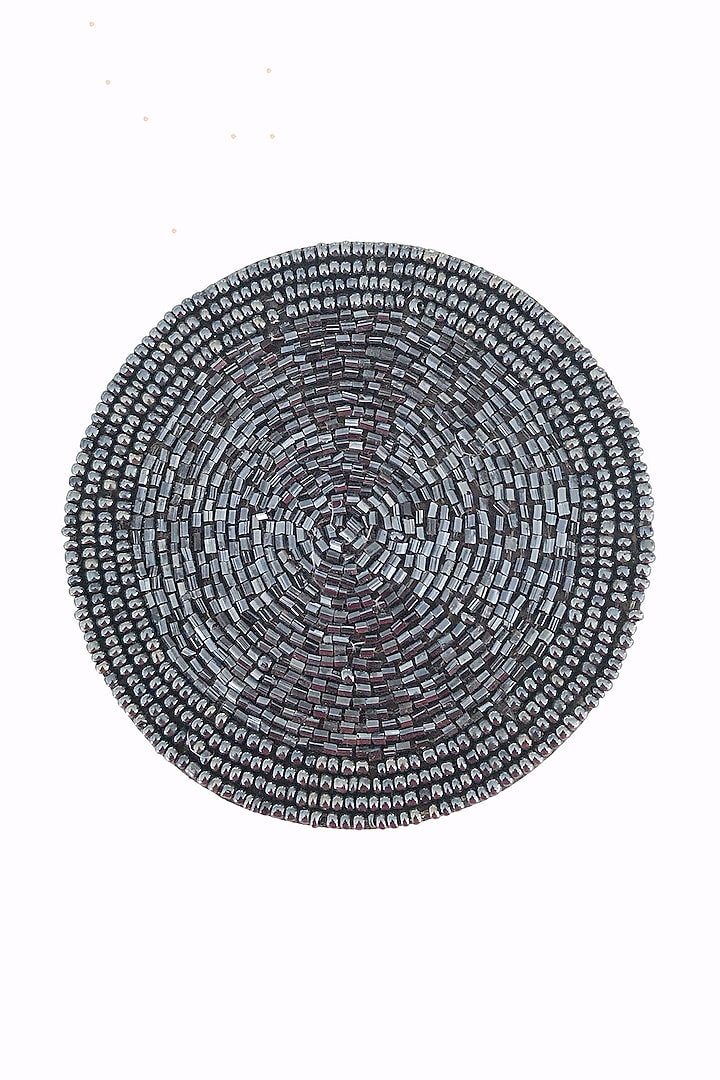 Black Beaded Round Coaster (Set of 4) by Coco Bee
