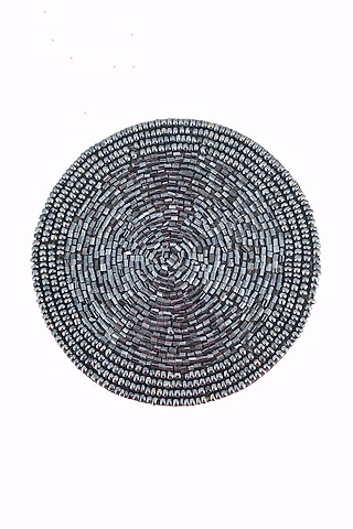 Black Beaded Round Coaster (Set of 4) by Coco Bee