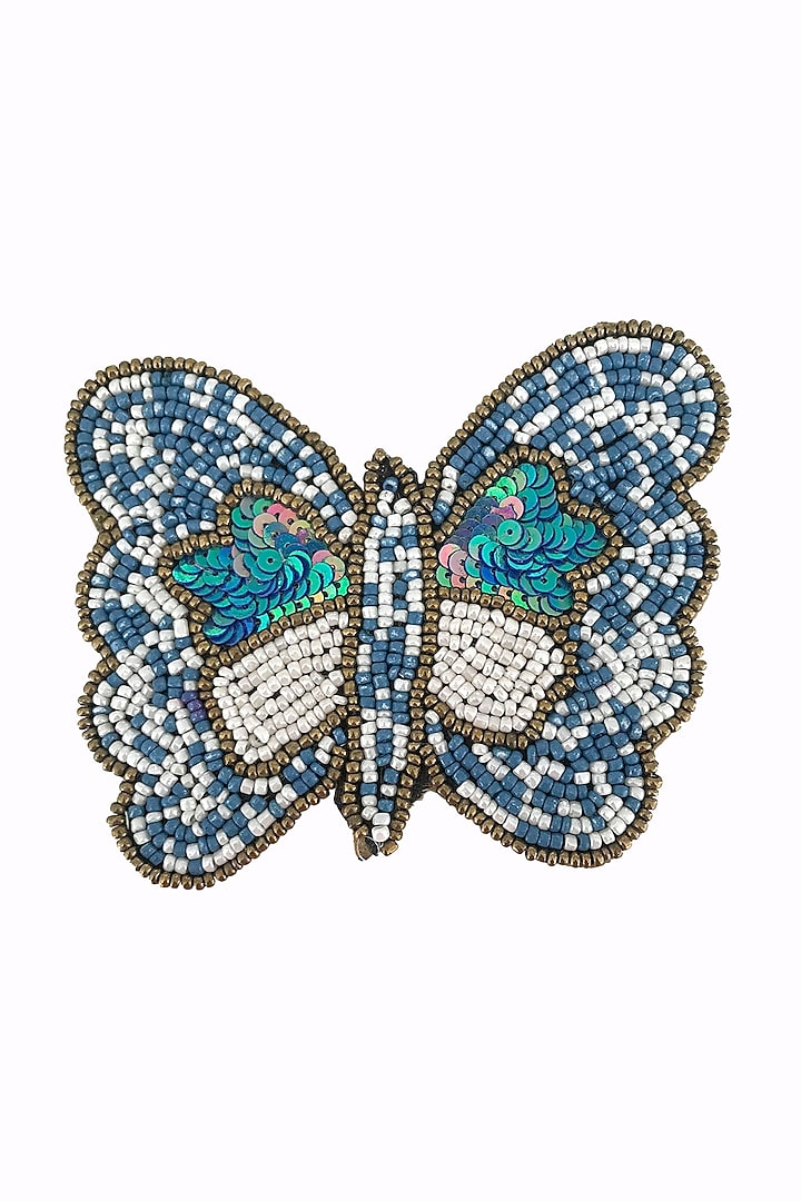 Celtic Blue Beaded Butterfly Coaster by Coco Bee
