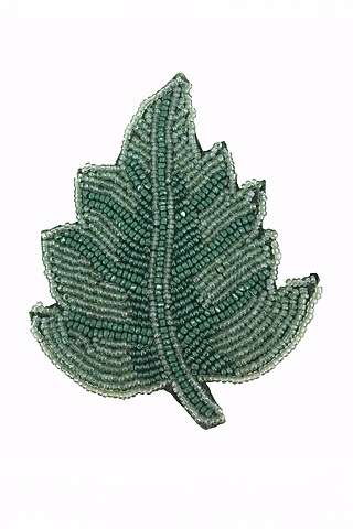 Dark Green Beaded Leaf Coaster (Set of 4) by Coco Bee