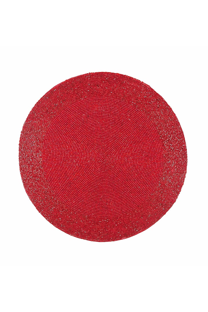 Red Beaded Round Placemat by Coco Bee