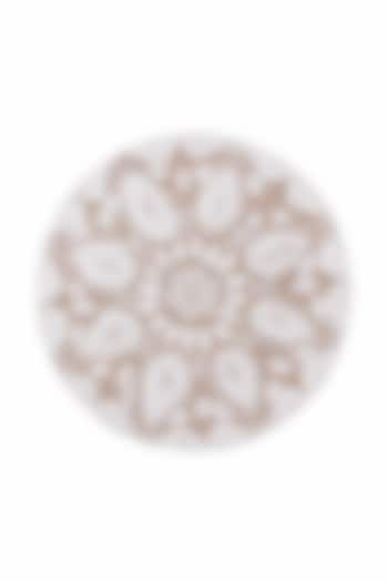 White Beaded Round Placemat by Coco Bee