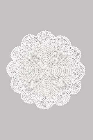 White Pearl Embroidered Placemat by Coco Bee