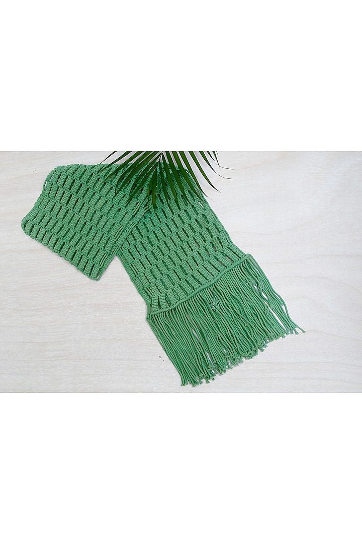 Green-Dyed Macrame Runner by Coco Bee