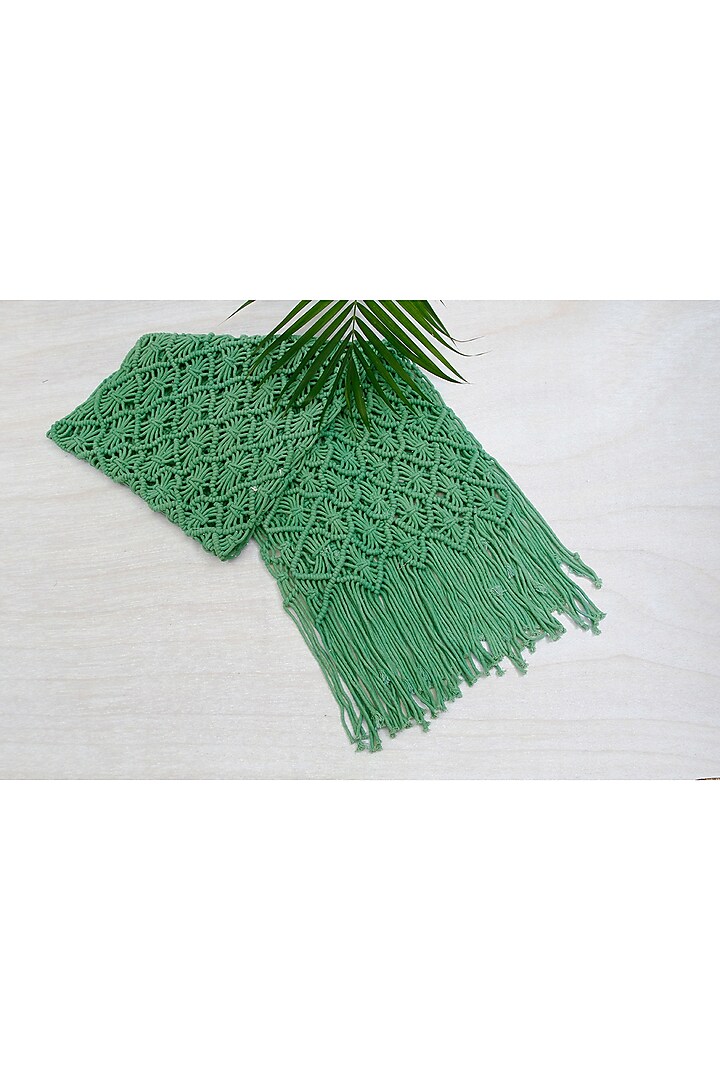 Green Macrame Dyed Runner  by Coco Bee