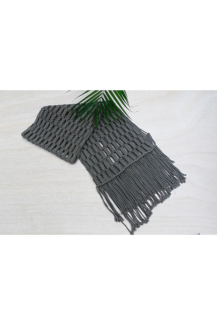 Grey Cotton Macrame Runner by Coco Bee at Pernia's Pop Up Shop