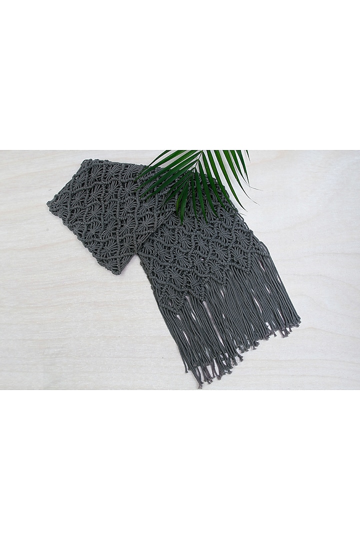 Grey-Dyed Handcrafted Macrame Runner by Coco Bee at Pernia's Pop Up Shop