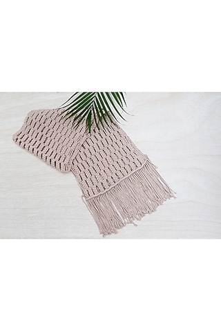 Cream-Dyed Cotton Macrame Runner by Coco Bee