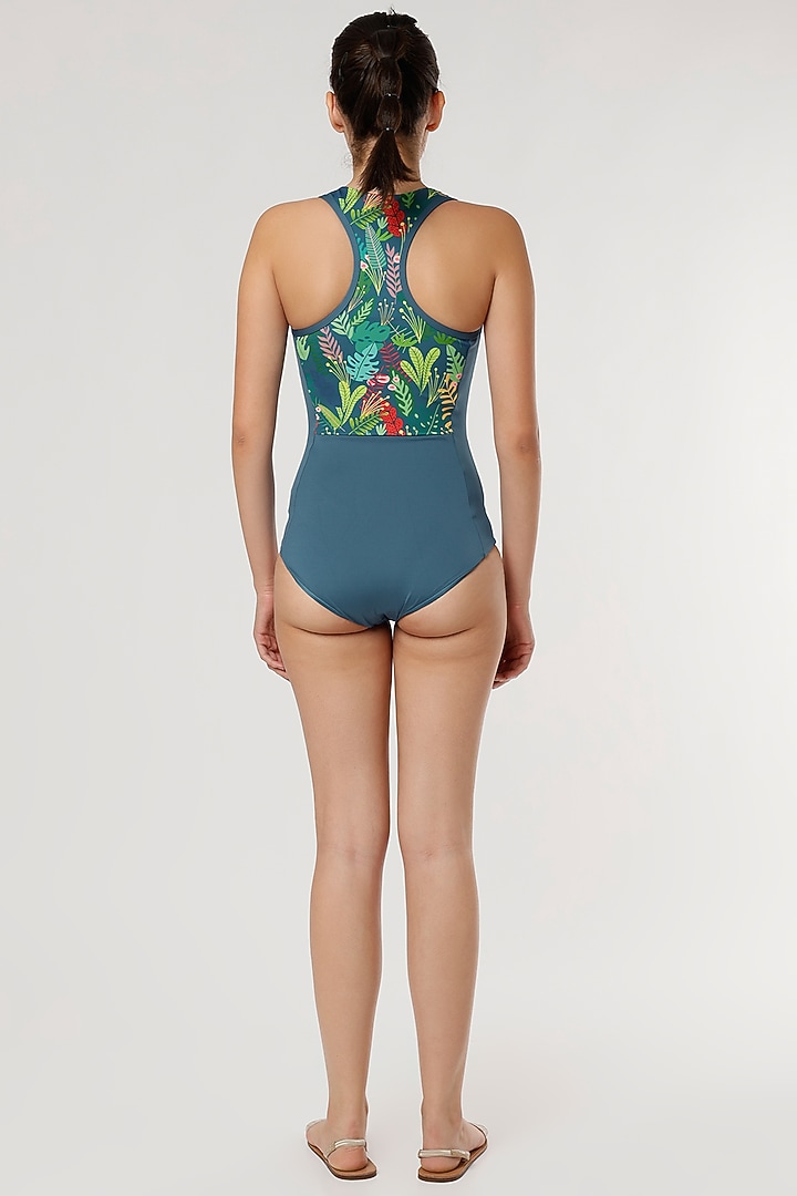 Blue Recycled Polyester Swimsuit by Cocopalm at Pernia's Pop Up Shop