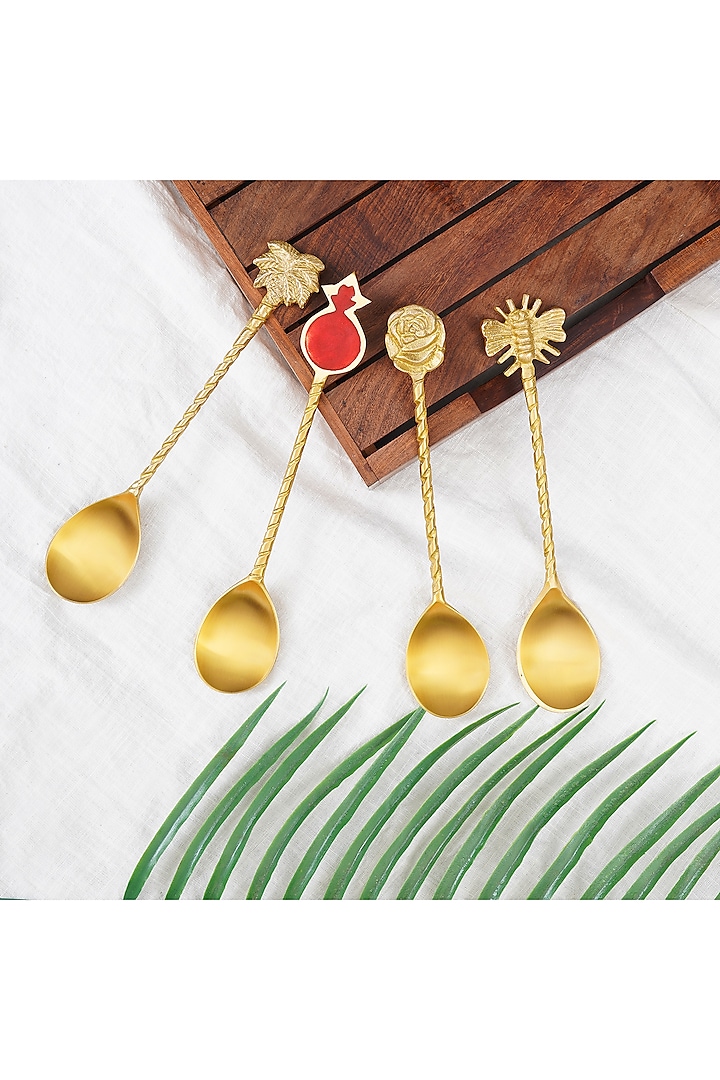 Gold Brass Spoons (Set of 4) by Conscious Co