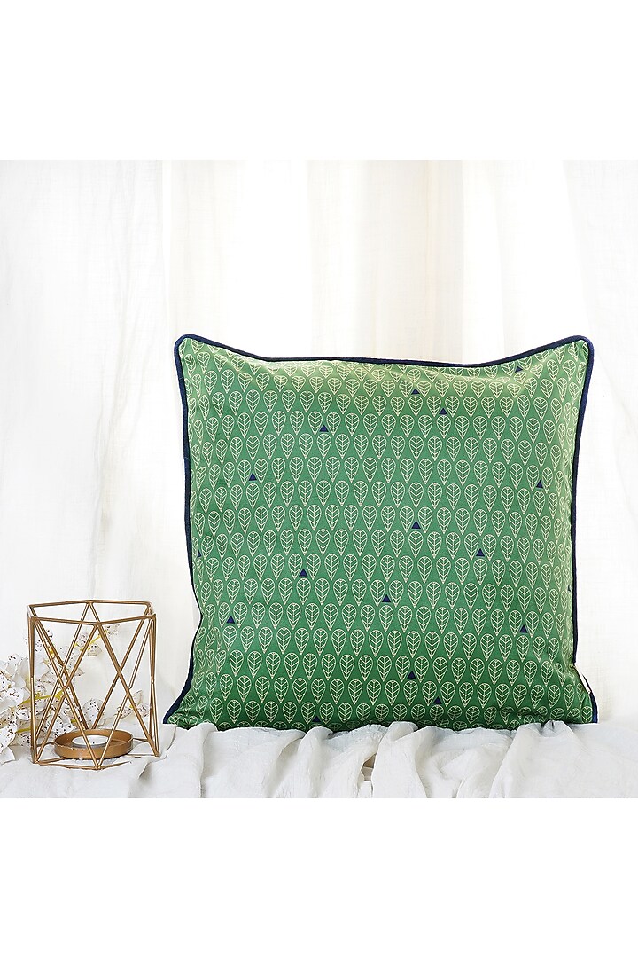 Forest Green Printed Cushion Cover by Conscious Co